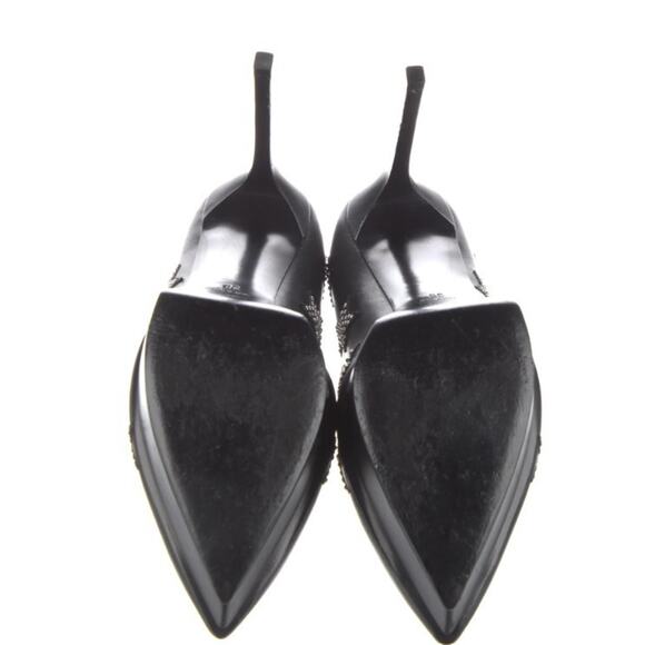 Saint Laurent Paris 38 / 8 Heels Black Leather Star Studded Pumps Stilletos - Picture 4 of 8